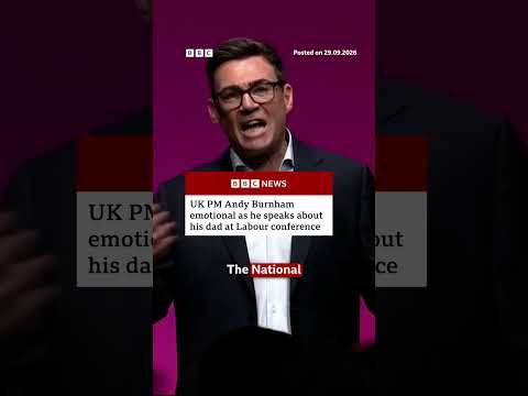 UK PM Andy Burnham emotional as he speaks about his dad at Labour conference. #BBCNews