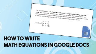 How To Write Math Equations in Google Docs