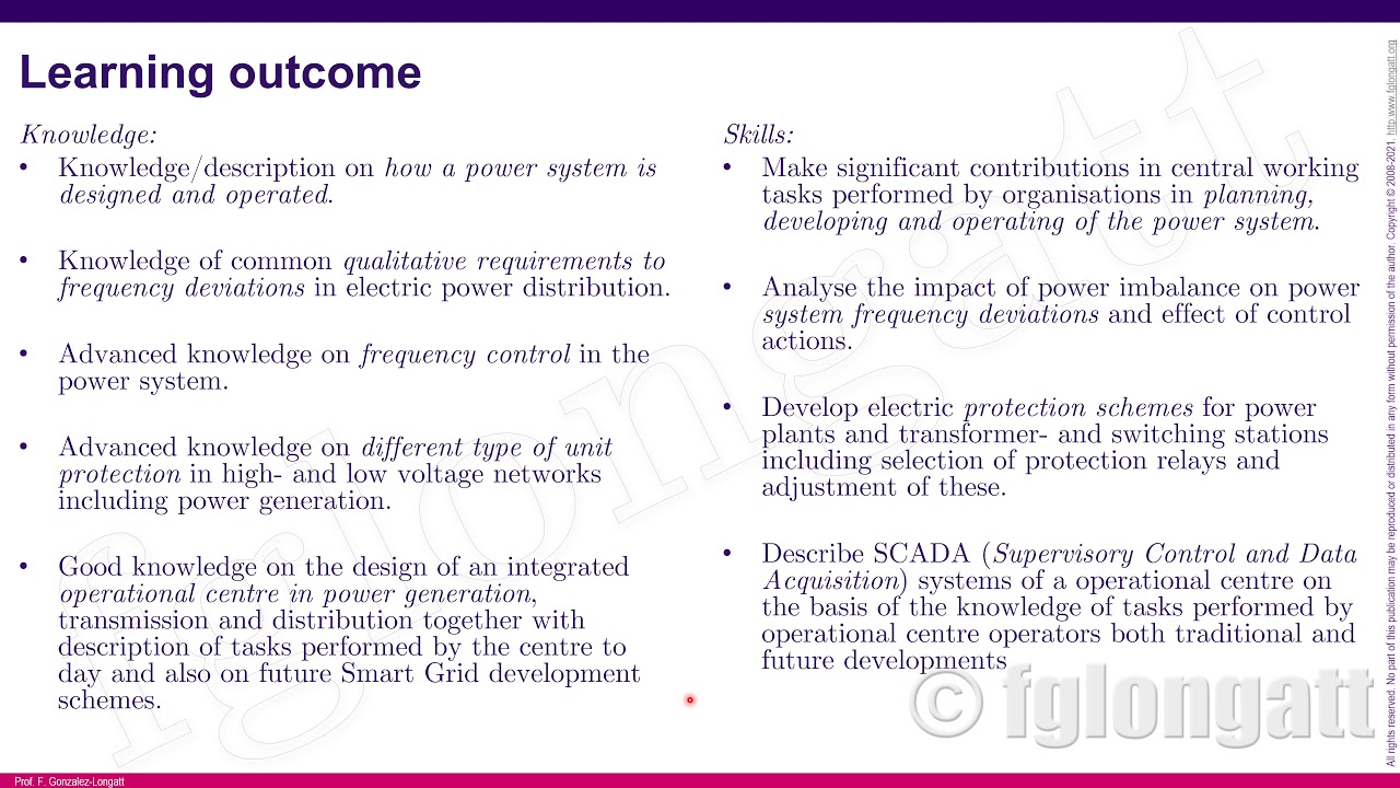 0  Module presentation -Power System Operation and Protection- (ENGLISH)