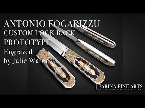 Solid Gold, Automatic Lockback Prototype with 3ct Diamonds and Antique Amber, Engr by Julie Warenski