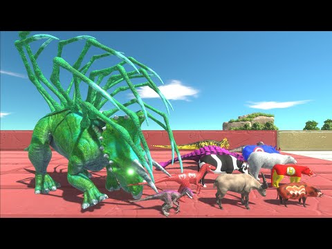 Escape from NEON ALIEN TRICERATOPS - Animal Revolt Battle Simulator
