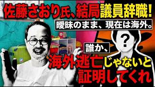 佐藤さおり氏、結局議員辞職！　理由は曖昧のまま、現在は海外。誰か、海外逃亡じゃないと証明してくれ