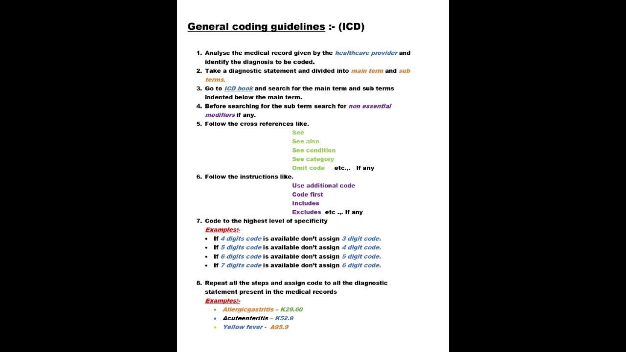 GENERAL CODING GUIDELINES ICD |MEDICAL CODING|