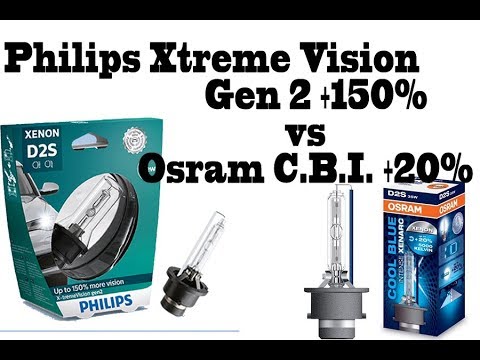 Philips XTREME Vision Gen 2 +150% more light D2S comparison with Osram C.B.I. +20%