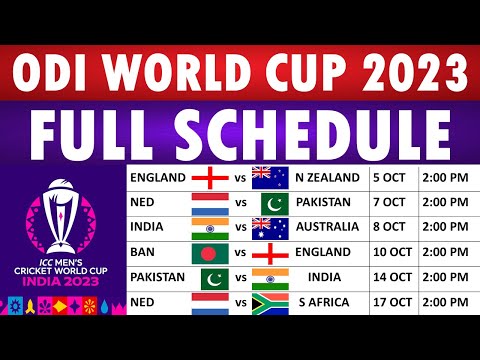 World Cup 2023 Schedule: ICC ODI World Cup 2023 Schedule, full fixtures list, match timings & venues
