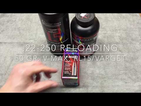 .22-250 Reloading - 50 gr. V-max and RL15/Varget