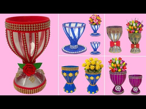 5 Beautiful Flower Vase DIY Ideas With Plastic Bottle | Christmas Craft Ideas | Plastic Bottle craft