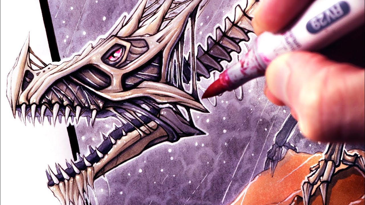 Let's Draw a BONE DRAGON - FANTASY ART FRIDAY