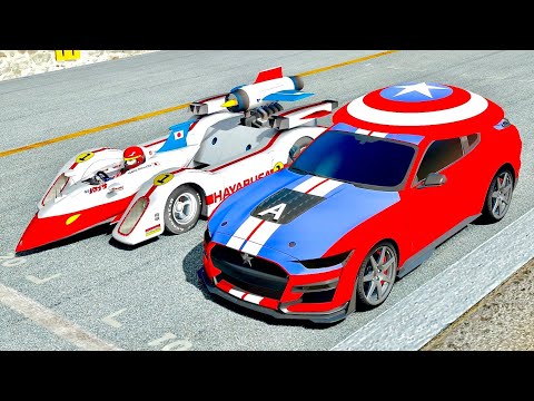 Captain America Ford Mustang Shelby 500 vs Hayabusa V1 at Top Gear Track