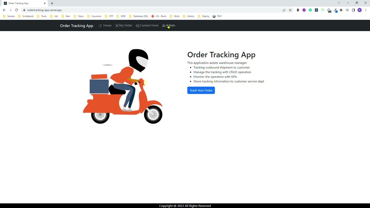 Order Tracking App  in React