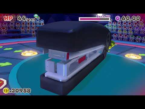 Paper Mario Origami King - Trying to beat the STAPLER BOSS , FANGED FASTENER ROUND 2