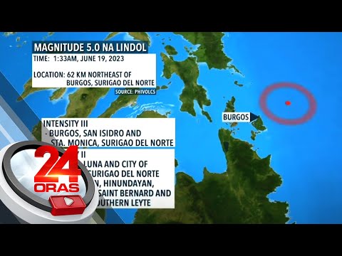 Burgos, Surigao del Norte, niyanig ng mag. 5 na lindol 24 Oras