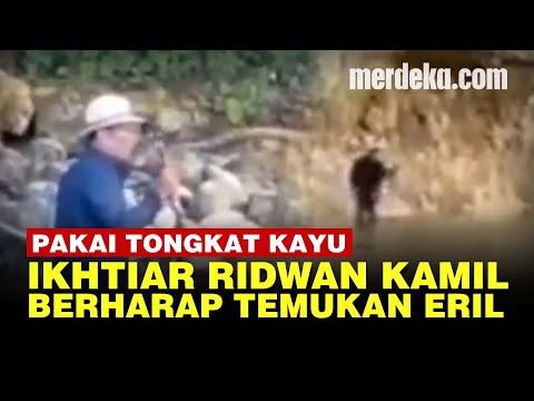 Potret Ridwan Kamil Gunakan Tongkat Kayu Cari Eril Turun ke Sungai Aare Swiss