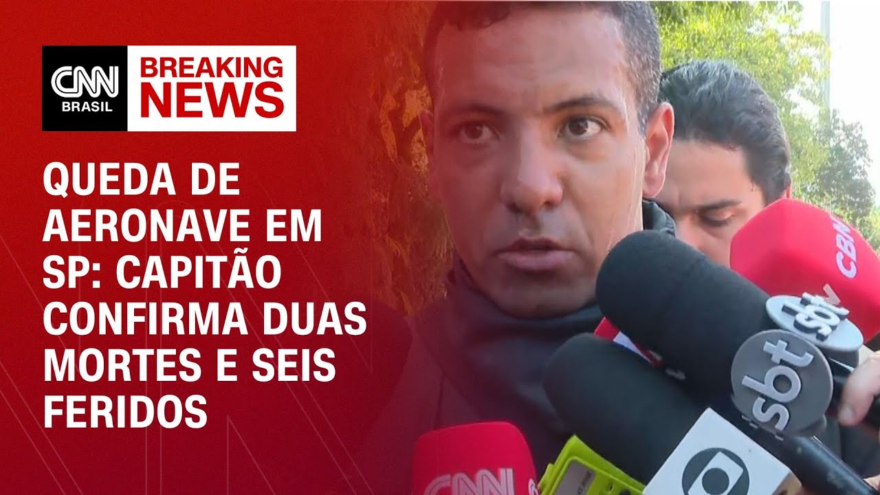 Queda de aeronave em SP: capitão confirma duas mortes e seis feridos | LIVE CNN