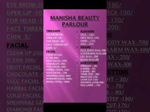 Parlour Price List Part 1 #youtuveshorts #dailyshorts #parlour #price #rate #youtubeshort #channel