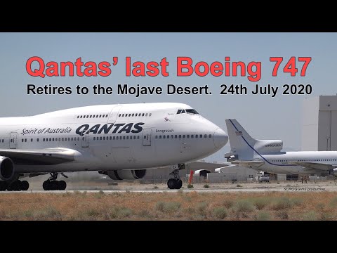 Qantas’ last Boeing 747 Flight  Lands in Mojave Air & Space Port, CA. in HD Video