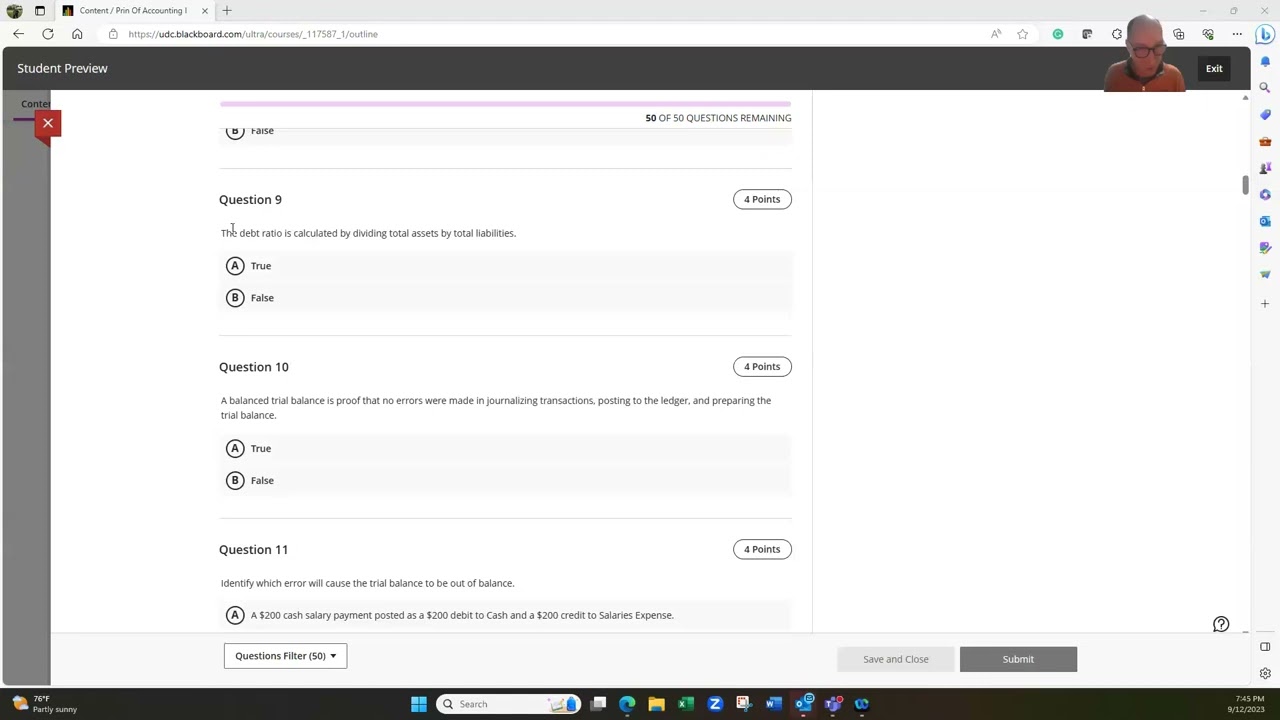 Fall 2023 ACCT 201 Midterm Exam Review