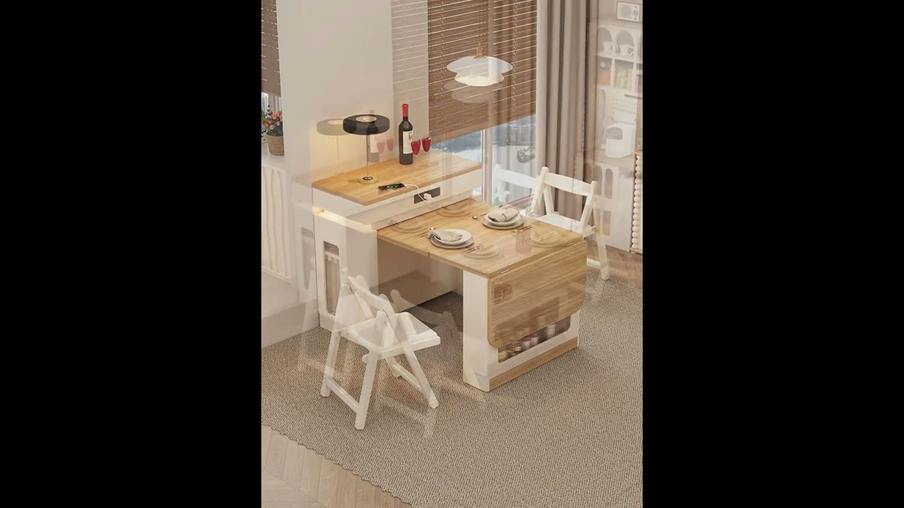 伸縮できる折りたたみダイニングテーブル｜人数に合わせて自由にサイズ調整！#折りたたみテーブル #省スペース家具 #shorts #cuumy