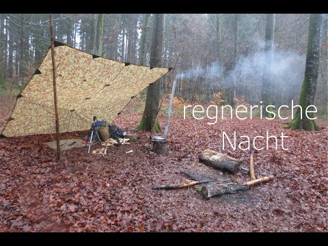 Winter Biwak im Regen | Nacht im Wald mit Zeltofen | solo Overnighter in the woods NusbaumBushcraft