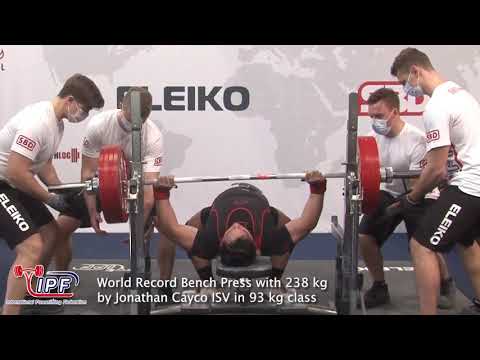 World Record Bench Press with 238 kg by Jonathan Cayco ISV in 93 kg class