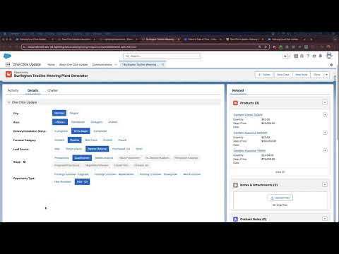 Salesforce One Click Update Demo