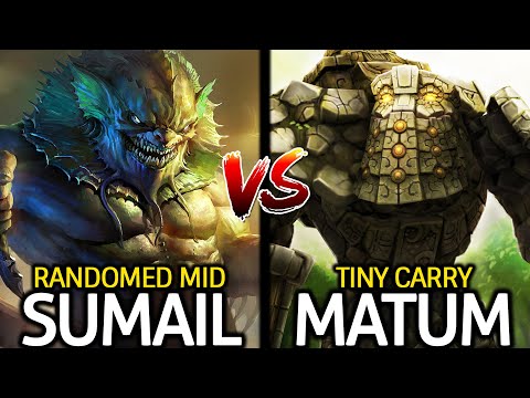 MATUMBAMAN Tiny Carry VS SUMAIL Mid Slardar Randomed Dota 2
