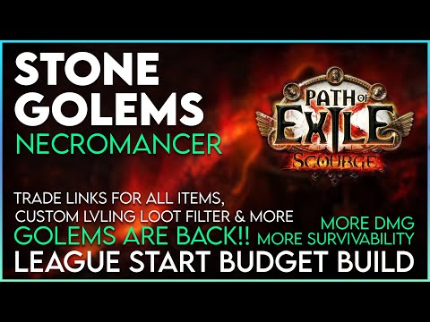 Stone Golems Necromancer League Starter Build Guide for 3.16 Scourge League Trade Links to all Gear!