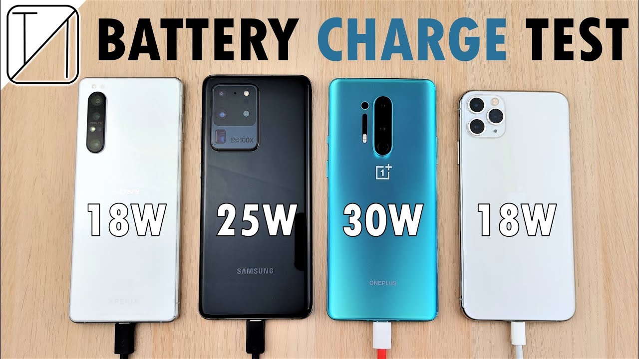 BATTERY CHARGE TEST - Sony Xperia 1 ii vs S20 Ultra / OnePlus 8 Pro / iPhone 11 Pro Max