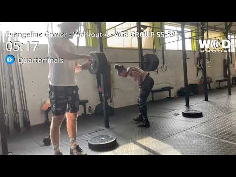 Evangeline Grover masters 55-59, qtr finals  workout 4