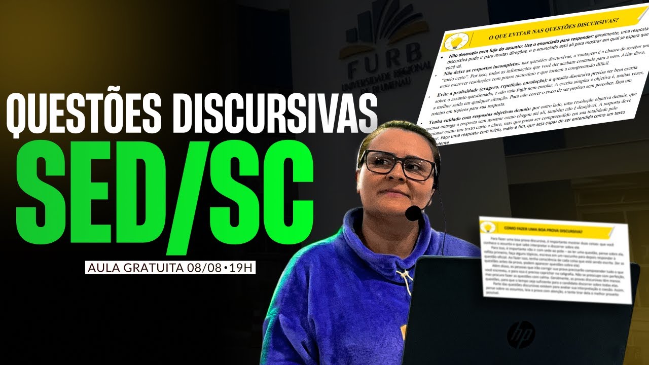 AULA GRATUITA - QUESTÕES DISCURSIVAS FURB (SED/SC)