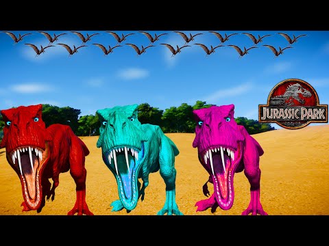 Tyrannosaurus Rex vs Indominus Rex, Indoraptor, Spinosaurus - Jurassic World Evolution Dinosaurs