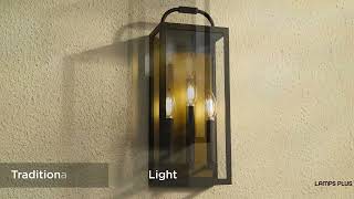 1_Watch A Video About the Montague Sand Black and Antique Brass 3 Light Outdoor Wall Light