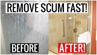 How to Remove HARD WATER STAINS and SOAP SCUM from Shower!!! | Andrea Jean Cleaning