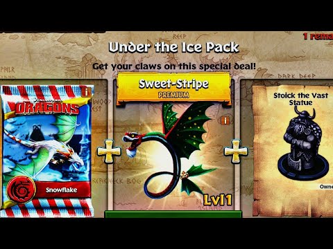 SNOWFLAKE PACK + SWEET-STRIPE PREMIUM + STOICK THE VAST STATUE - Dragons: Rise of Berk
