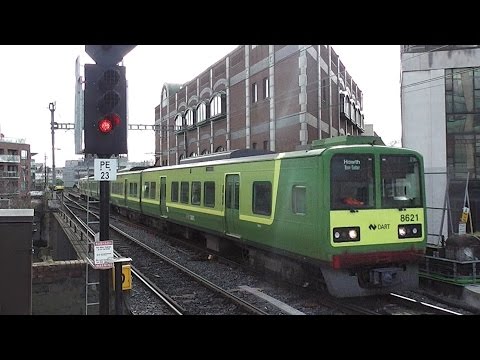 2 x Irish Rail 8520 Class Dart Trains - Tara Street Station, Dublin