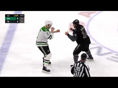 Jamie Oleksiak annihilates Pat Maroon In fight Dallas Stars at Tampa Bay Lightning