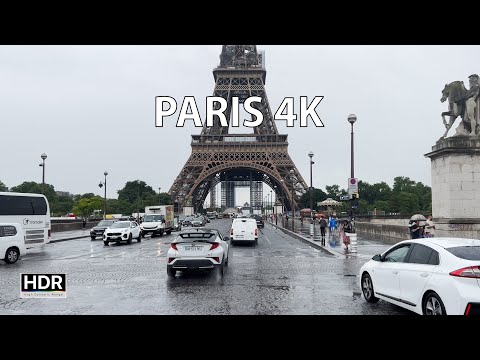 Rainy Streets of Paris - 4K HDR - City Drive Compilation