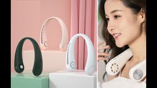 Prenosný ventilátor na krk biely