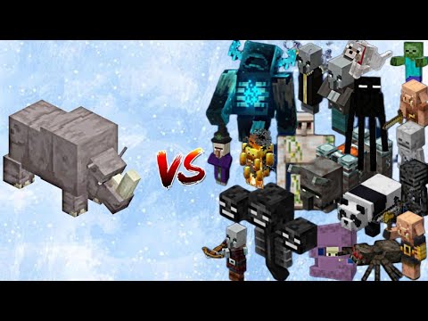 Ultimate Minecraft Mob Battle: Rhino vs All Mobs! #GeorgeXT