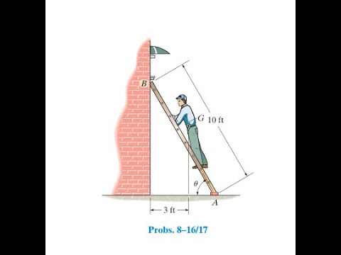 The 180 -lb man climbs up the ladder and stops at the position shown after he senses that the ladder