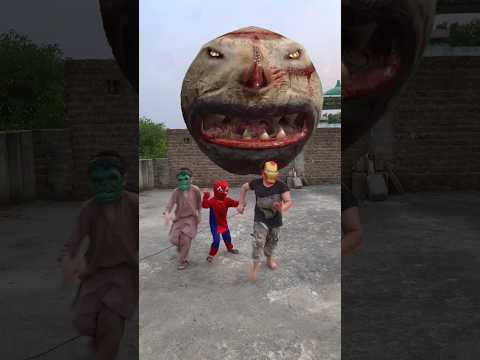 ironman spiderman and hulk smash evades scary monster pacman | marvel vs pacman