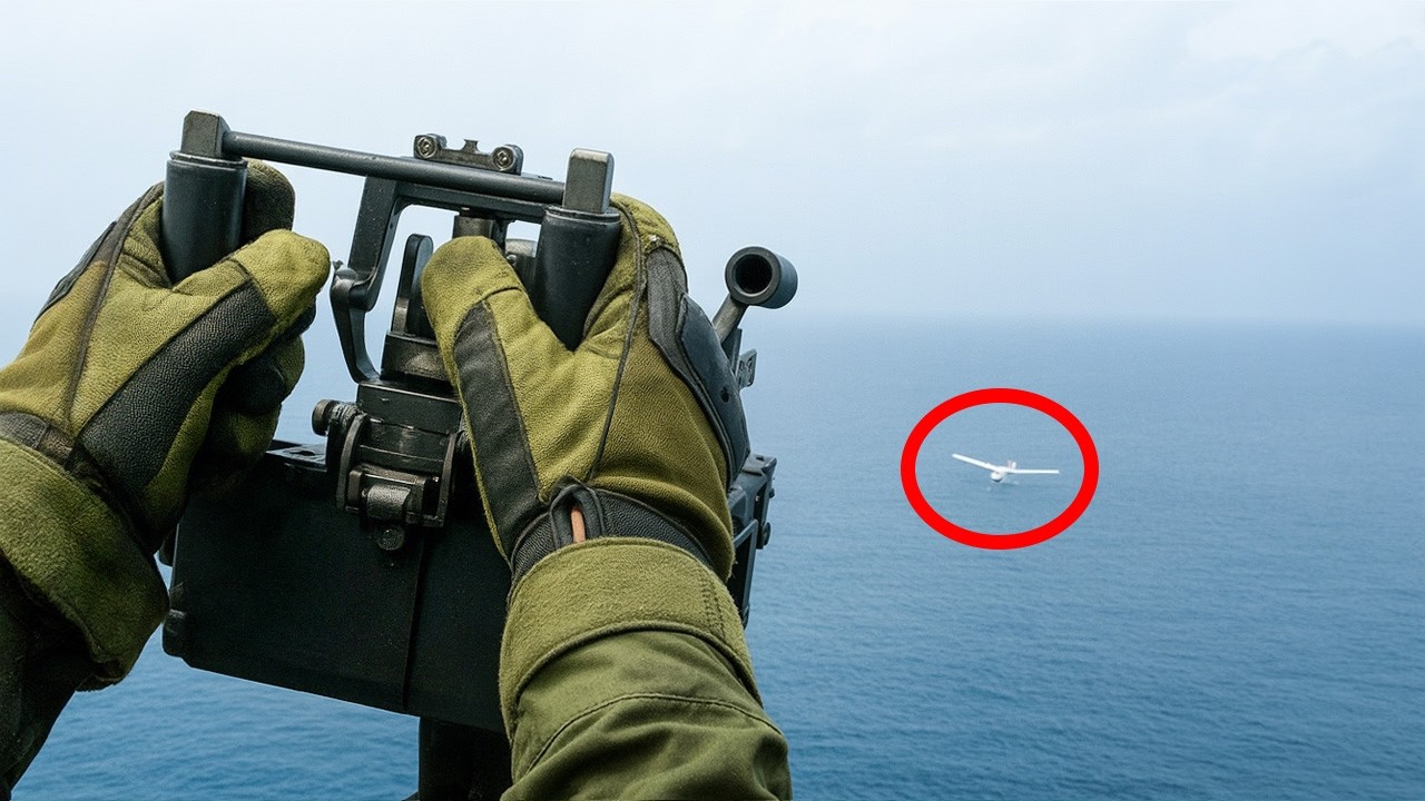 US Door Gunner in Action - GAU-21 Shreds Houthi Drone in Seconds