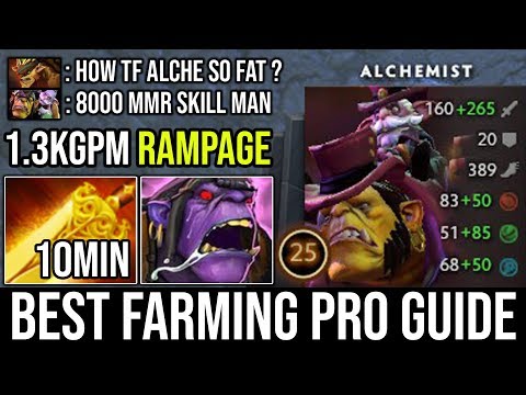 Best Farming Guide 10Min Radiance with 2X Rampage | 8000 MMR Alchemist God 1.3kGPM - DotA 2