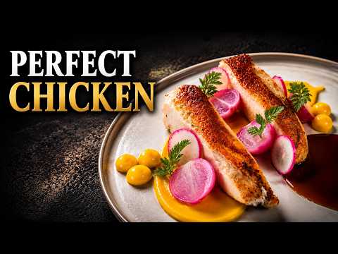 Brined Chicken with Carrot Puree and Baked Radishes