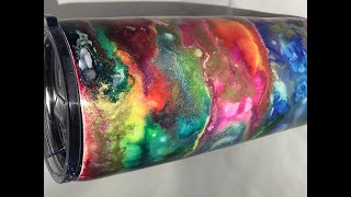 Glitter Tumbler using Tack It Method and Marabu Rainbow Alcohol Ink - Amazing Results