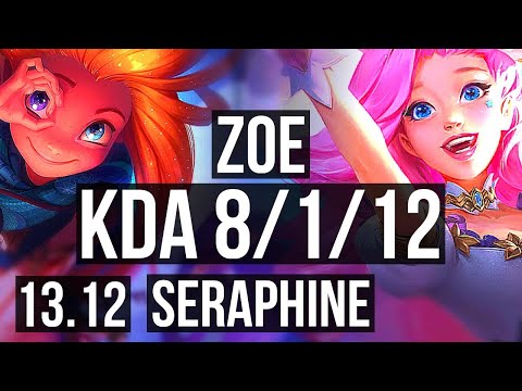 ZOE vs SERAPHINE (MID) | Rank 1 Zoe, 8/1/12, 600+ games, Legendary, Rank 21 | NA Challenger | 13.12