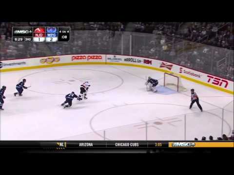 Adam Henrique breakaway on Ondrej Pavelec Feb 28 2013 NJ Devils vs Winnipeg Jets NHL Hockey