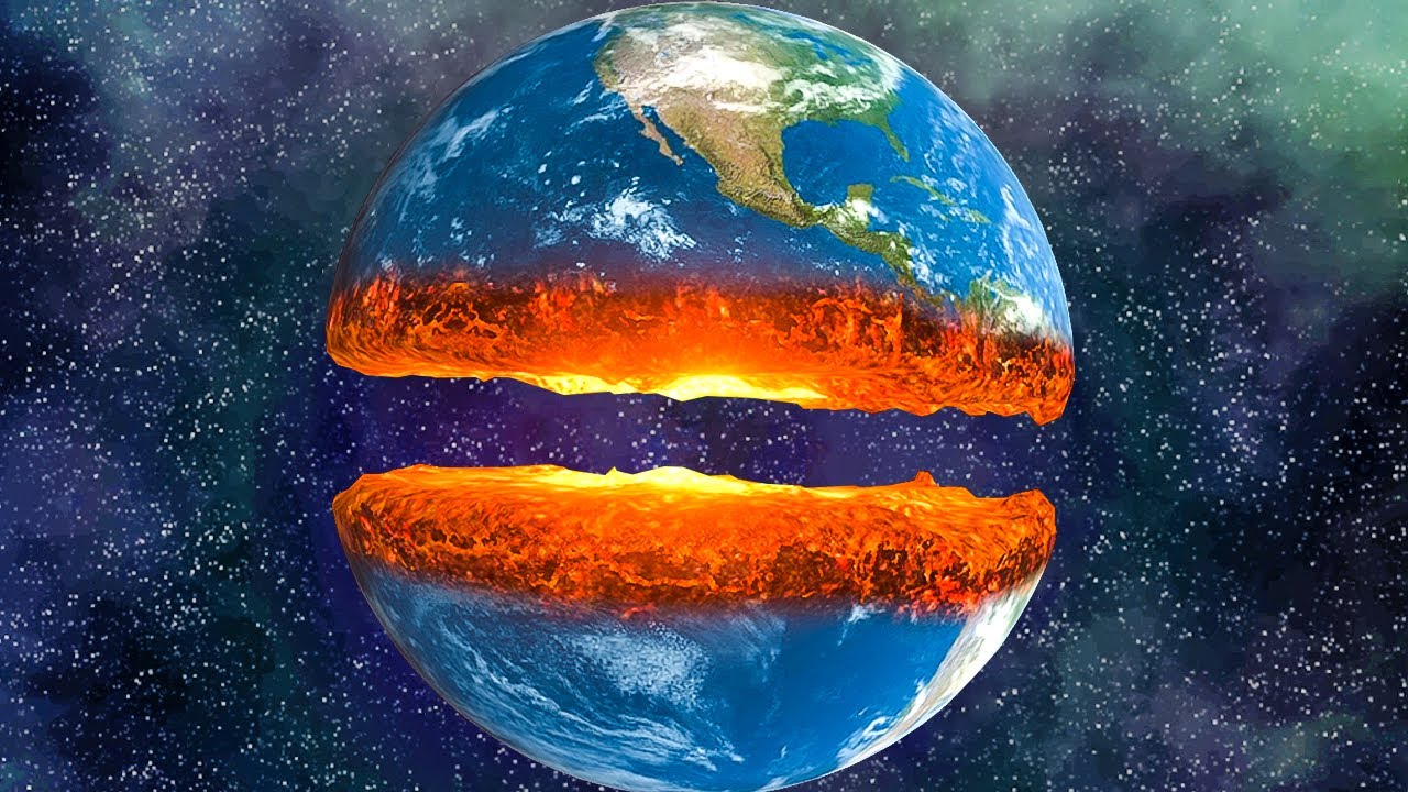 when you cut the earth completely in half
