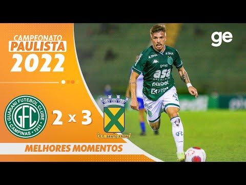 Gols e lances de Guarani x Santo André