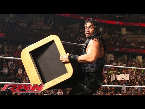 Roman Reigns crashes Seth Rollins and Kane's "eulogy" for Dean Ambrose: Raw, Aug. 25, 2014
